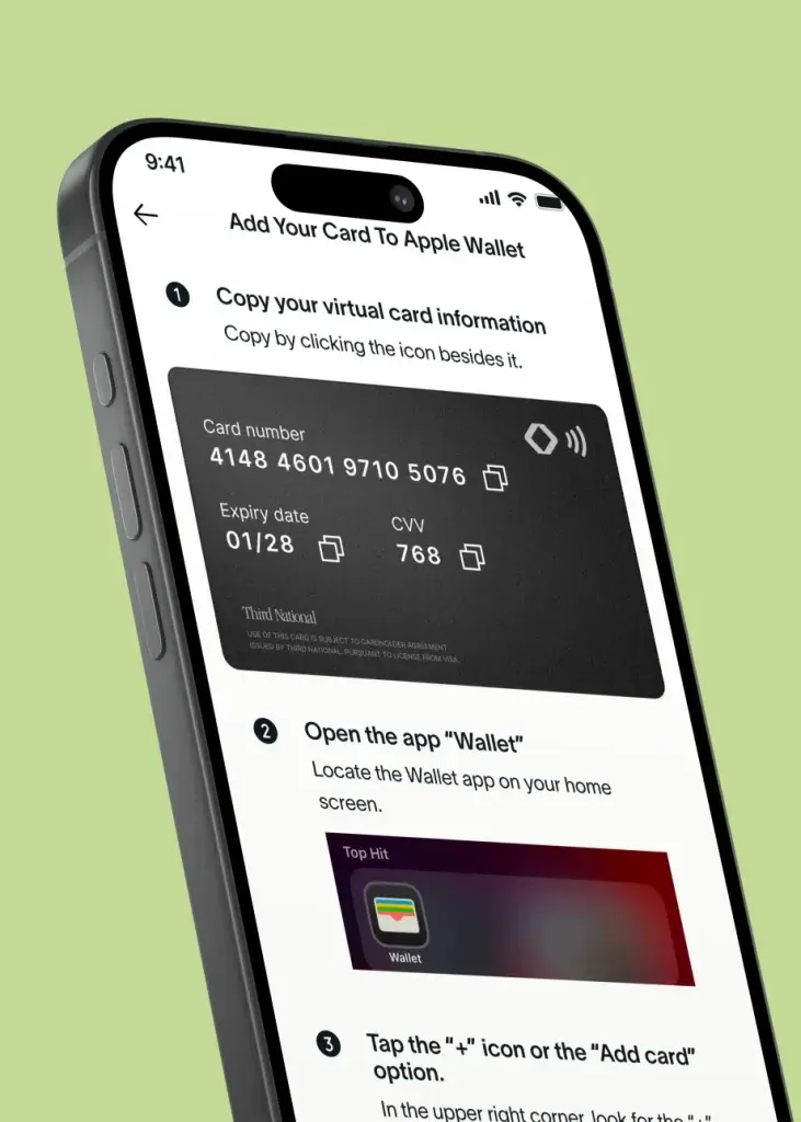 Karta digital card — copy the virtual card number directly from the Karta app