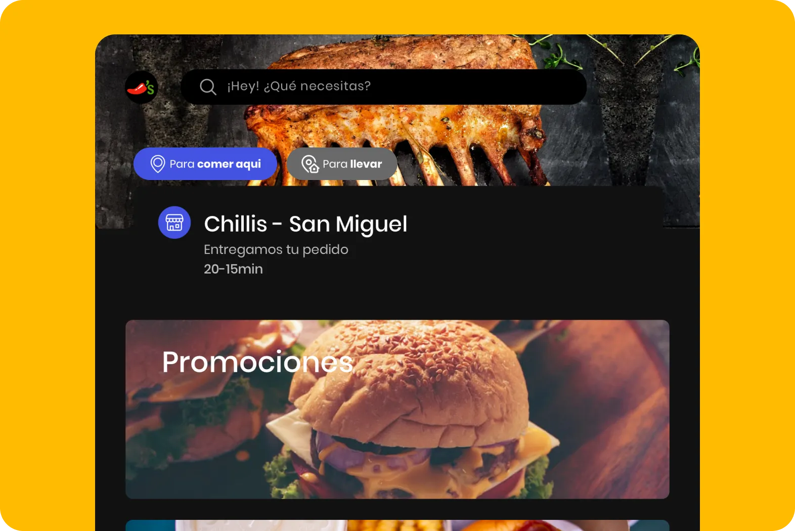 mipOS Kiosko MVP running on an off-the-shelf tablet mounted for a fast-food restaurant — Hamburguesa Gauchos 180gr, 1/4 and 125gr photographic menu with live $14,000 and $17,000 prices and a Pagar con RappiPay red footer, the pandemic-era self-order kiosk tested in the first pilots